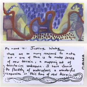 This postcard was created by Justine Wake.